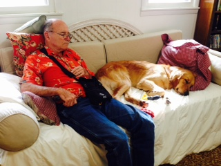 Grooming Zeus so he wuld be presentable for church made Ronnie and Zeus really tired..png